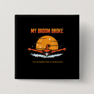 Mijn bezem brak zwemmen Halloween outfit ontwerp Vierkante Button 5,1 Cm