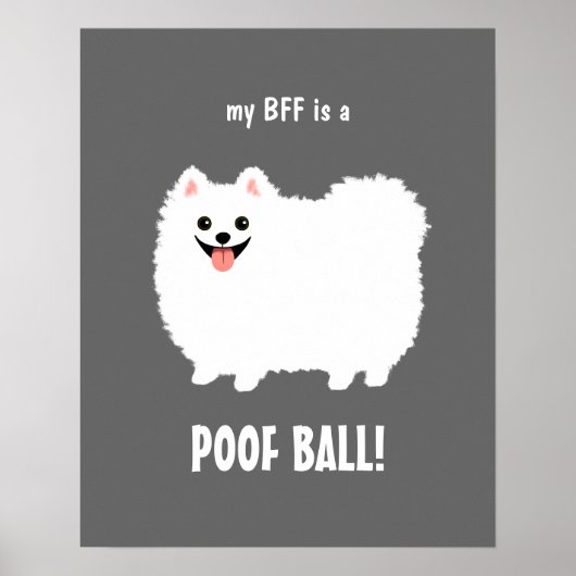 Mijn BFF is een POOF BALL Pommeren -  Poster (Voorkant)