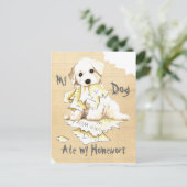 Mijn Bichon Ate Mijn thuiswerk Briefkaart (Staand voorkant)