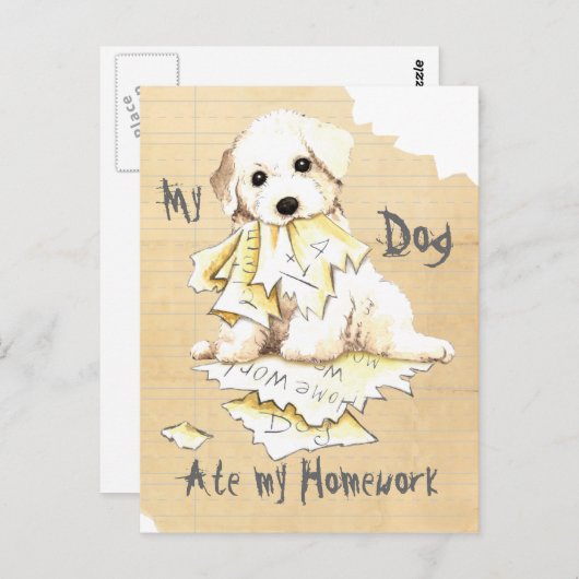 Mijn Bichon Ate Mijn thuiswerk Briefkaart (Voorkant / Achterkant)