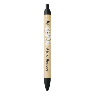 Mijn Bichon Ate Mijn thuiswerk Zwarte Inkt Pen
