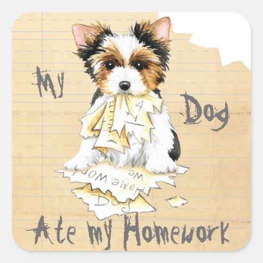 Mijn Biewer Terrier Ate mijn huiswerkplein Sticker (Voorkant)