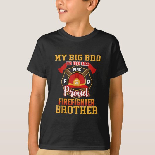 Mijn Big Bro heeft je achterpoot brandweerbroer T-shirt (Voorkant)