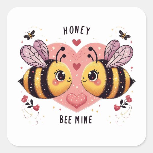 Mijn Bij Zijn, Honingbijen Vierkante Sticker (Voorkant)