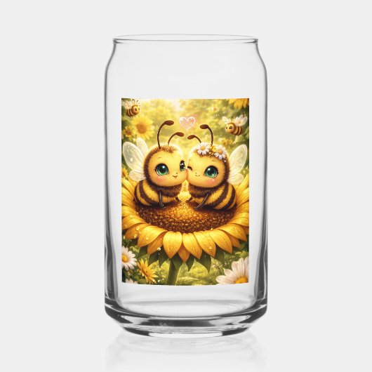 Mijn Bij Zonnebloem Blikvorm Glas (Achterkant)