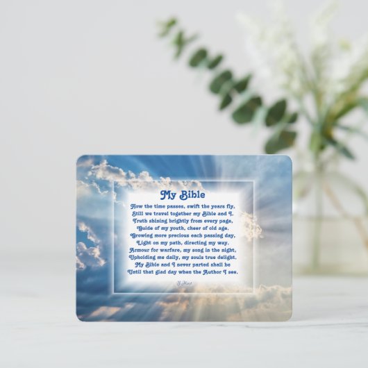 "Mijn bijbel" Christelijk gedicht met Sunlit Sky H Feestdagenkaart (Staand voorkant)