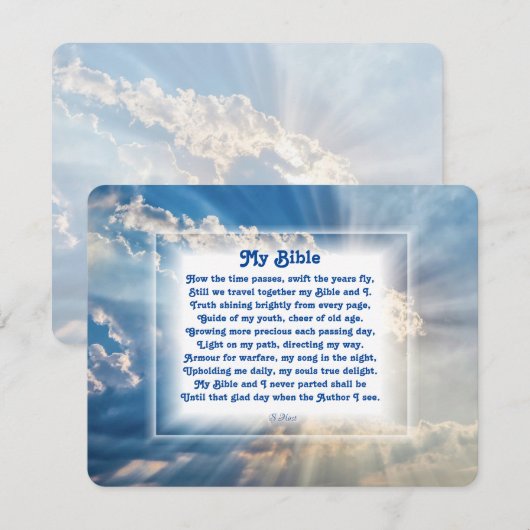 "Mijn bijbel" Christelijk gedicht met Sunlit Sky H Feestdagenkaart (Voorkant / Achterkant)