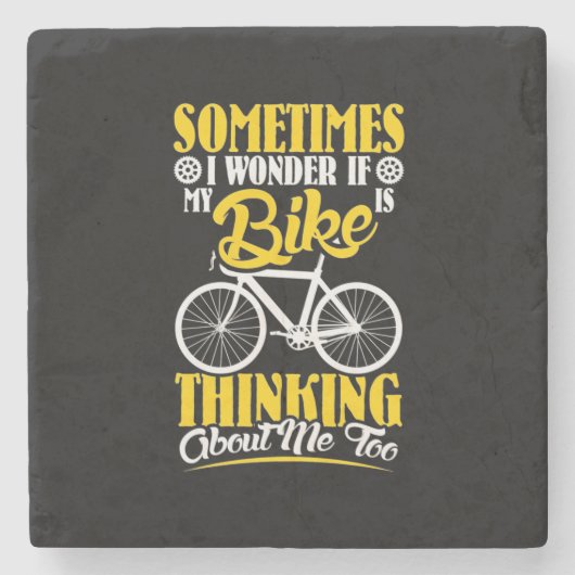 Mijn bike denkt over mij stenen onderzetter (Voorkant)