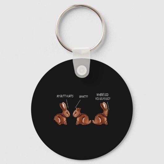 Mijn Billen Pijnigen Chocolade Konijn Funny Pasen Sleutelhanger (Voorkant)