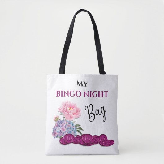 Mijn Bingo Night Bag Bingo Kaart Chips Flowers Tote Bag (Voorkant)