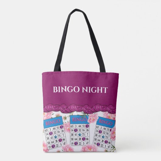 Mijn Bingo Night Bag Bingo Kaart Chips Flowers Tote Bag (Achterkant)
