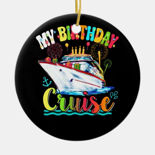 Mijn Birthday Cruise Ship Cake Cruising Bday Keramisch Ornament (Voorkant)