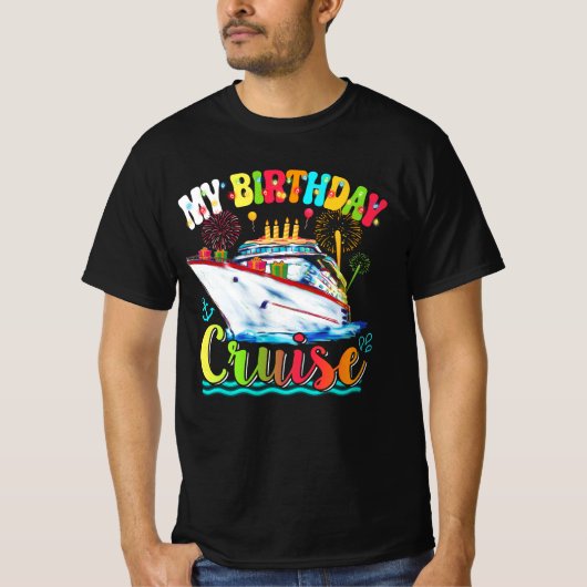 Mijn Birthday Cruise Ship Cake Cruising Bday T-shirt (Voorkant)