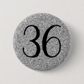 Mijn Birthday Silver Glitter Classic 6 Cm Round Ba Ronde Button 5,7 Cm (Voorkant)