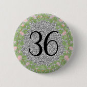 Mijn 'Birthday Silver Glitter Classic' Ronde Button 5,7 Cm (Voorkant)