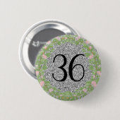 Mijn 'Birthday Silver Glitter Classic' Ronde Button 5,7 Cm (Voorkant /achterkant)