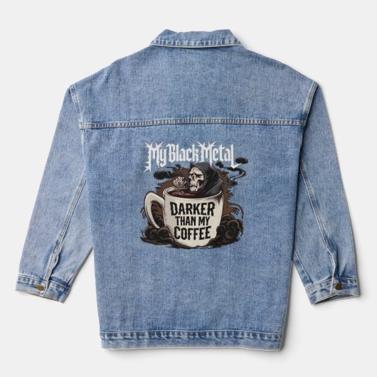 Mijn black metal donkerder dan mijn koffie denim jacket (Achterkant)