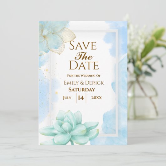 Mijn blauwe liefje bruiloft uitnodiging (Staand voorkant)