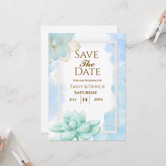 Mijn blauwe liefje bruiloft uitnodiging (Voorkant / Achterkant in situ)