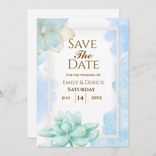 Mijn blauwe liefje bruiloft uitnodiging (Voorkant / Achterkant)