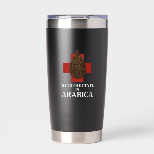 Mijn bloedgroep is Arabica Premium Thermal Tumbler Geïsoleerde Drinkbeker (Voorkant)