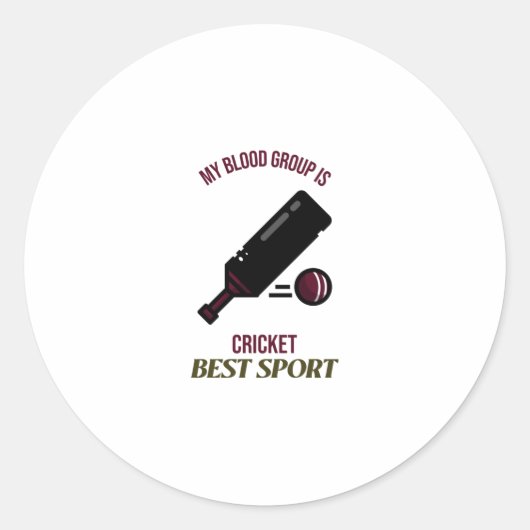 Mijn bloedgroep is cricket, beste sport ronde sticker (Voorkant)