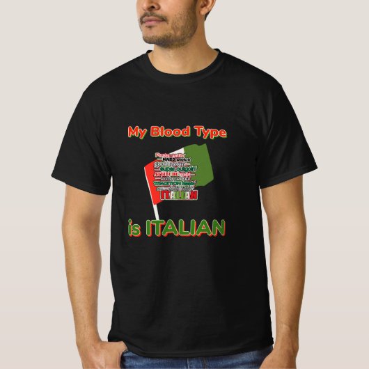 Mijn bloedgroep is Italiaans T-shirt (Voorkant)