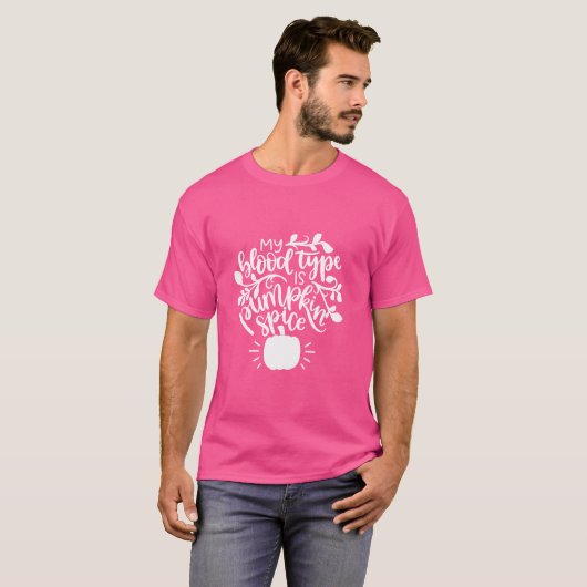 Mijn bloedgroep is Pumpkin Spice Funny Herfst Hall T-shirt (Voorkant volledig)