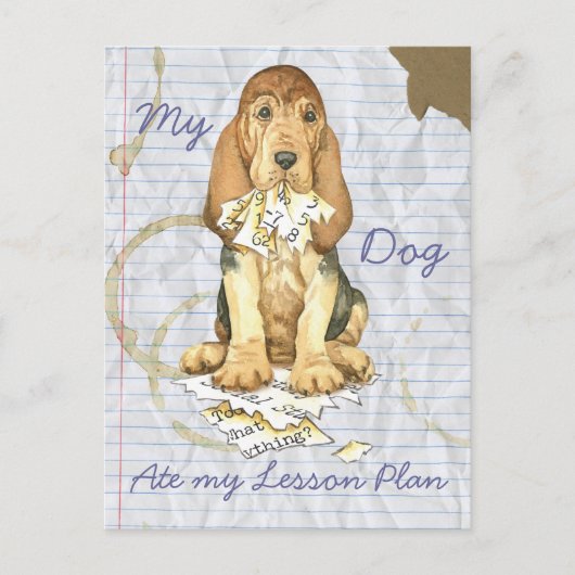 Mijn bloedhond op mijn lesplan briefkaart (Voorkant)