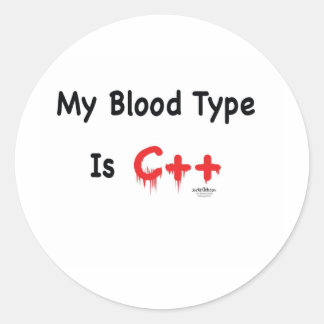 Mijn bloedtype is c++ ronde sticker