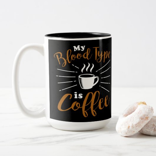 Mijn bloedtype is koffie tweekleurige koffiemok (Met donut)
