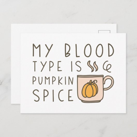 Mijn bloedtype is pompoenen briefkaart (Voorkant / Achterkant)