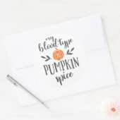 Mijn bloedtype is pompoenen ronde sticker (Envelop)