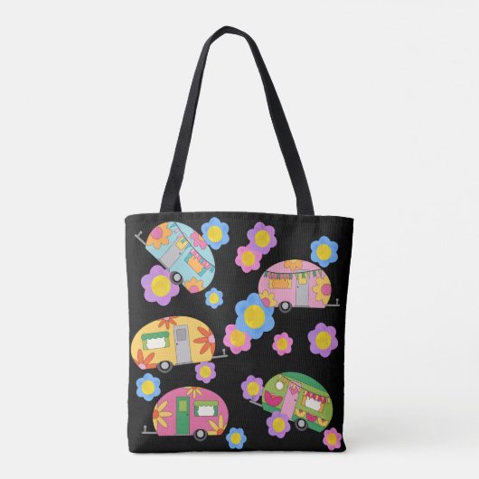 Mijn bloeiende Hippy Camper Tote Bag (Achterkant)