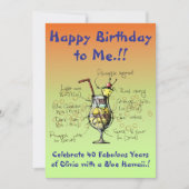 Mijn Blue Hawaii verjaardagsfeestje uitnodiging (Voorkant)