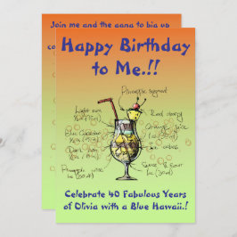 Mijn Blue Hawaii verjaardagsfeestje uitnodiging