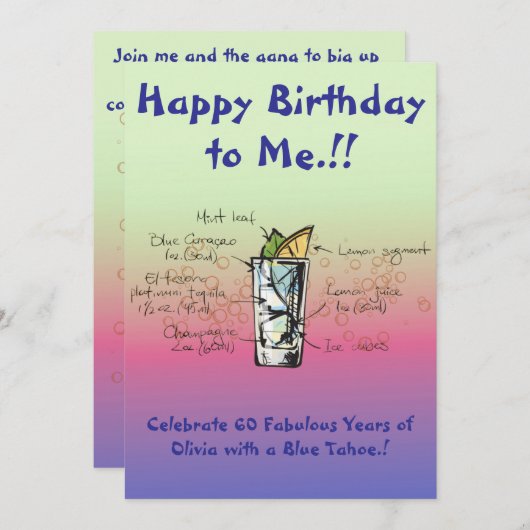 Mijn Blue Tahoe verjaardagsfeestje uitnodiging (Voorkant / Achterkant)