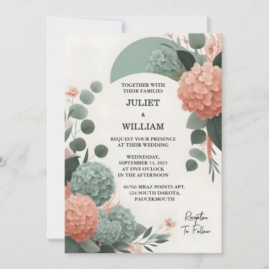 Mijn Blush pastel Perzik Mint Moss Sage Groen Brui Kaart (Voorkant)