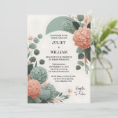 Mijn Blush pastel Perzik Mint Moss Sage Groen Brui Kaart (Staand voorkant)