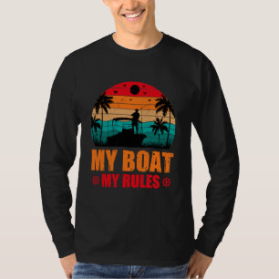 Mijn Boat Mijn Regels Vist de Vintage van het Zonn T-shirt