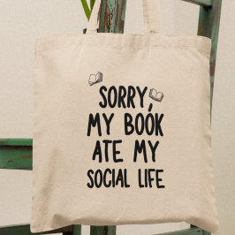 Mijn boek at mijn sociale leven Leuke Boekenwurm B Tote Bag