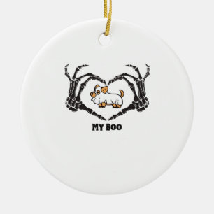 Mijn boek Chihuahua kostuum met skelet hart handen Keramisch Ornament
