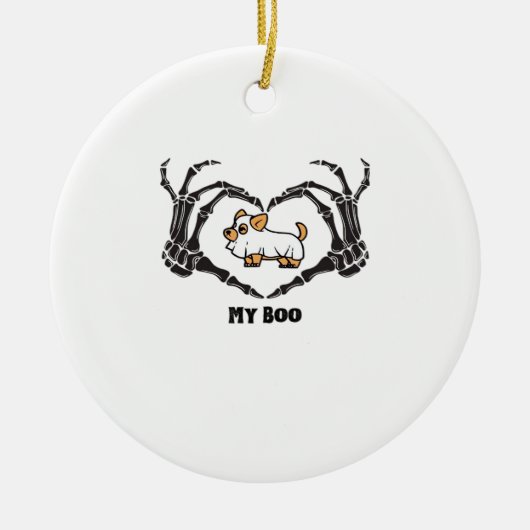 Mijn boek Chihuahua kostuum met skelet hart handen Keramisch Ornament (Voorkant)