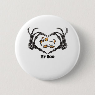 Mijn boek Chihuahua kostuum met skelet hart handen Ronde Button 5,7 Cm