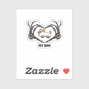 Mijn boek Chihuahua kostuum met skelet hart handen Sticker