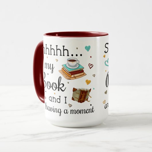 Mijn boek en ik hebben een moment mok (Voorkant links)