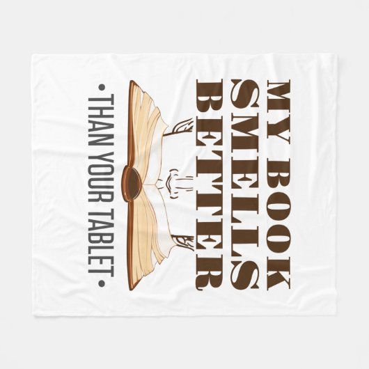 Mijn boek ruikt beter dan je tablet fleece deken (Voorkant (Horizontaal))