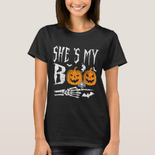 Mijn boek Skelet Hand Pompoen Halloween Matching F T-shirt