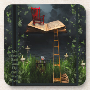 "Mijn boek zei kom vlieg met mij" Kunst coaster Bier Onderzetter