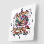 Mijn boeken oordelen niet over mij... vierkante klok (Hoek)